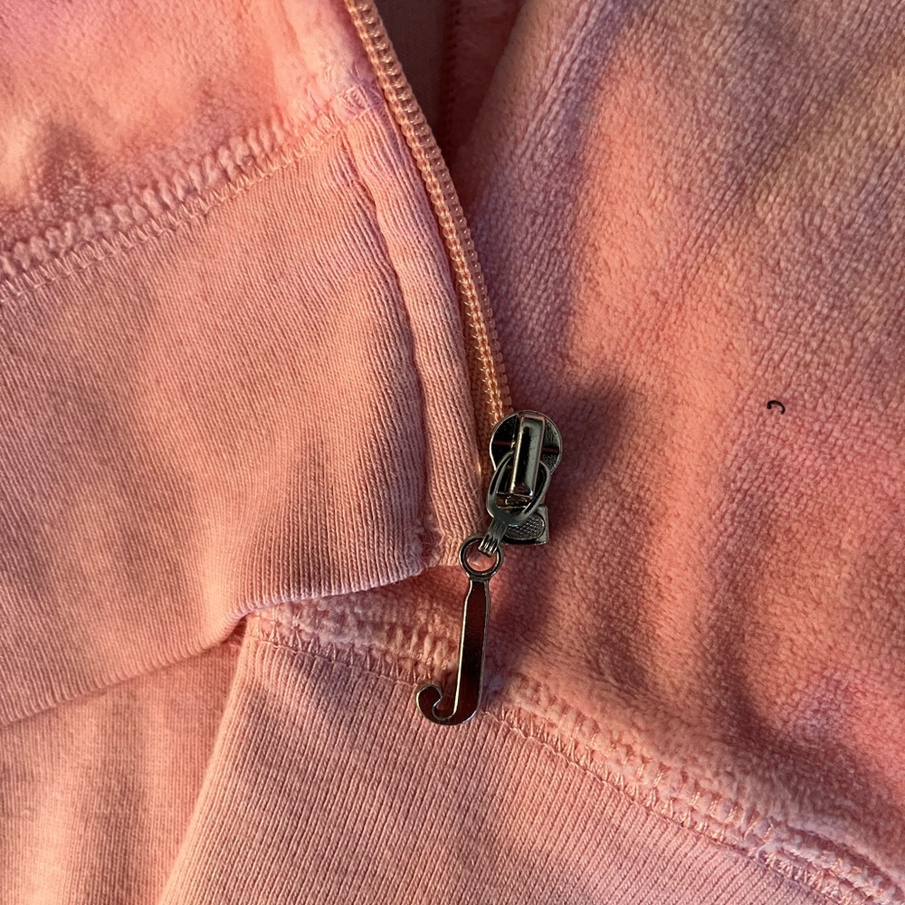 Juicy Pink Velour Hoodie with Zipper Detail